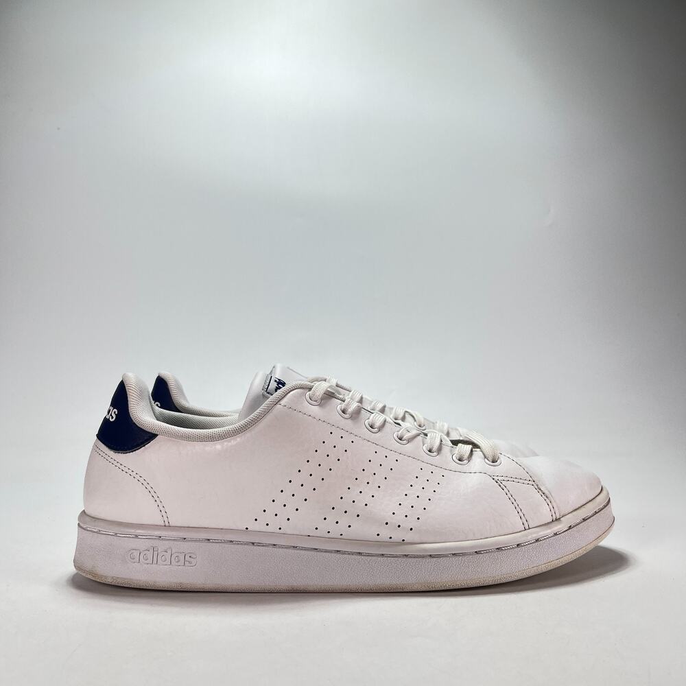 adidas Advantage White Dark Blue Low Top Sneakers Shoes F36423 Men's Size 11